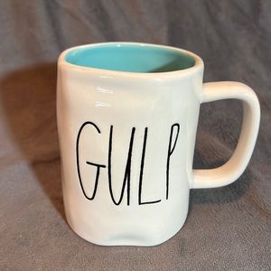 Rae Dunn Gulp White and Light Blue Ceramic Mug